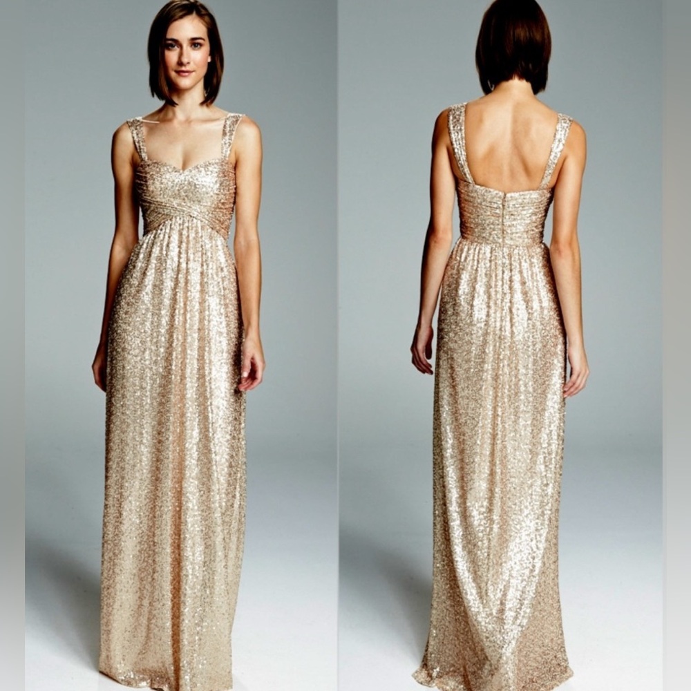 Amsale 'Loire' Gold Sequin Gown/Dress-  Women’s size 0
